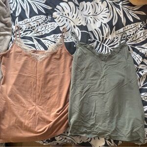 Set of Two Lace Trim Camisoles